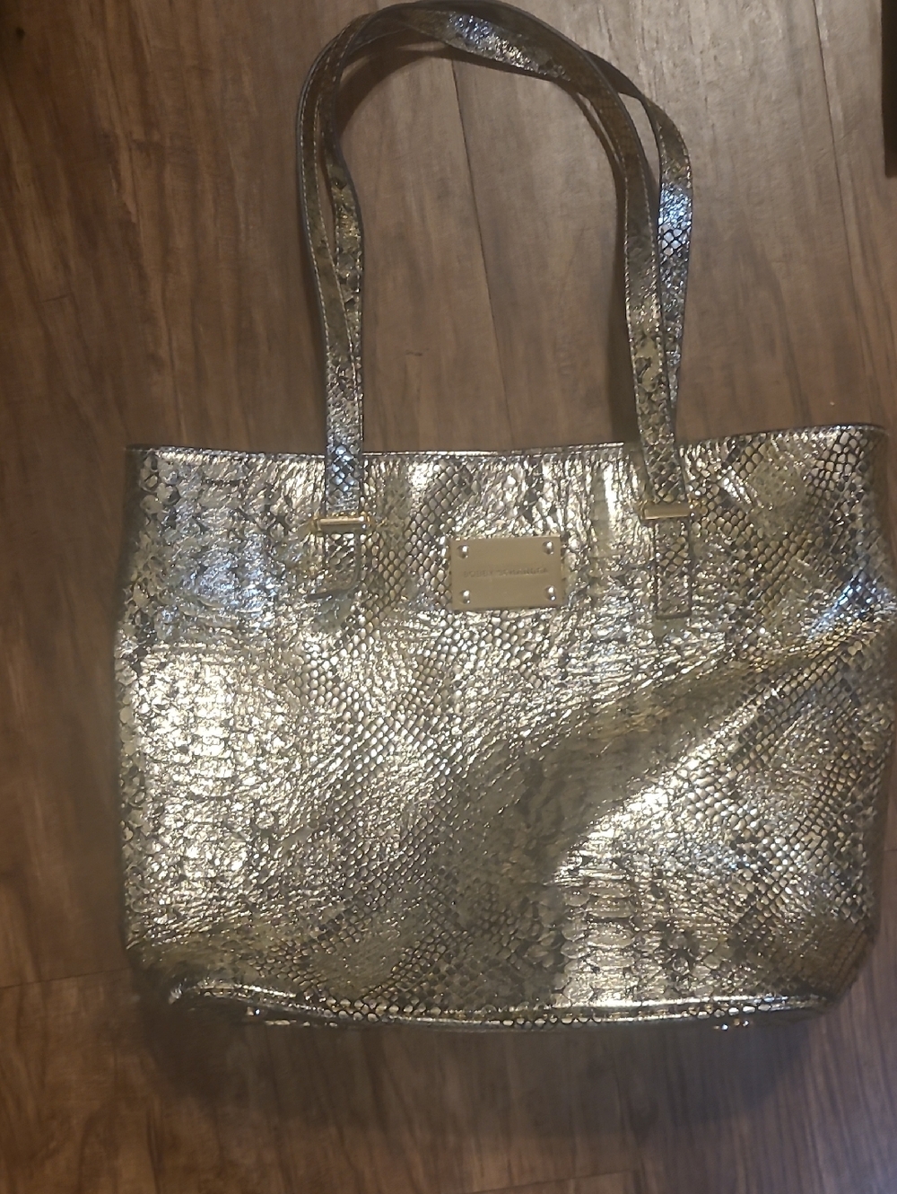Bobby Schandra Leather gold And Black python snake Print Purse
